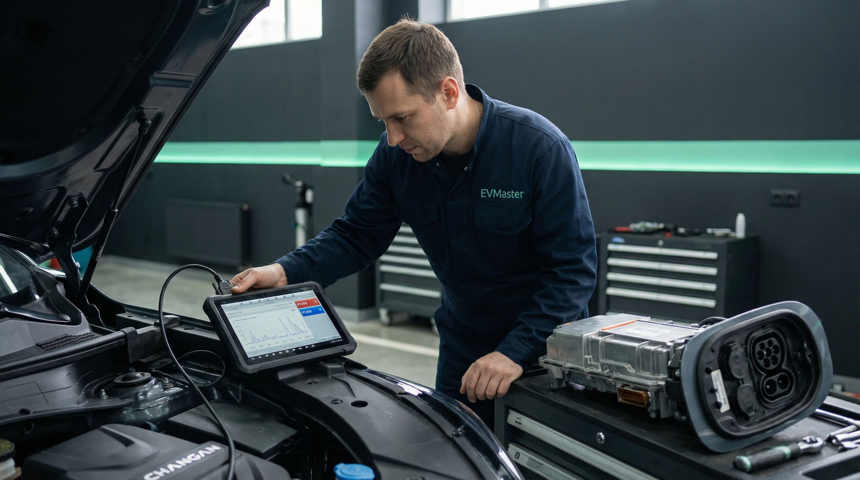 Диагностика цепей питания Changan при нестабильной зарядке в сервисе EVMaster Минск