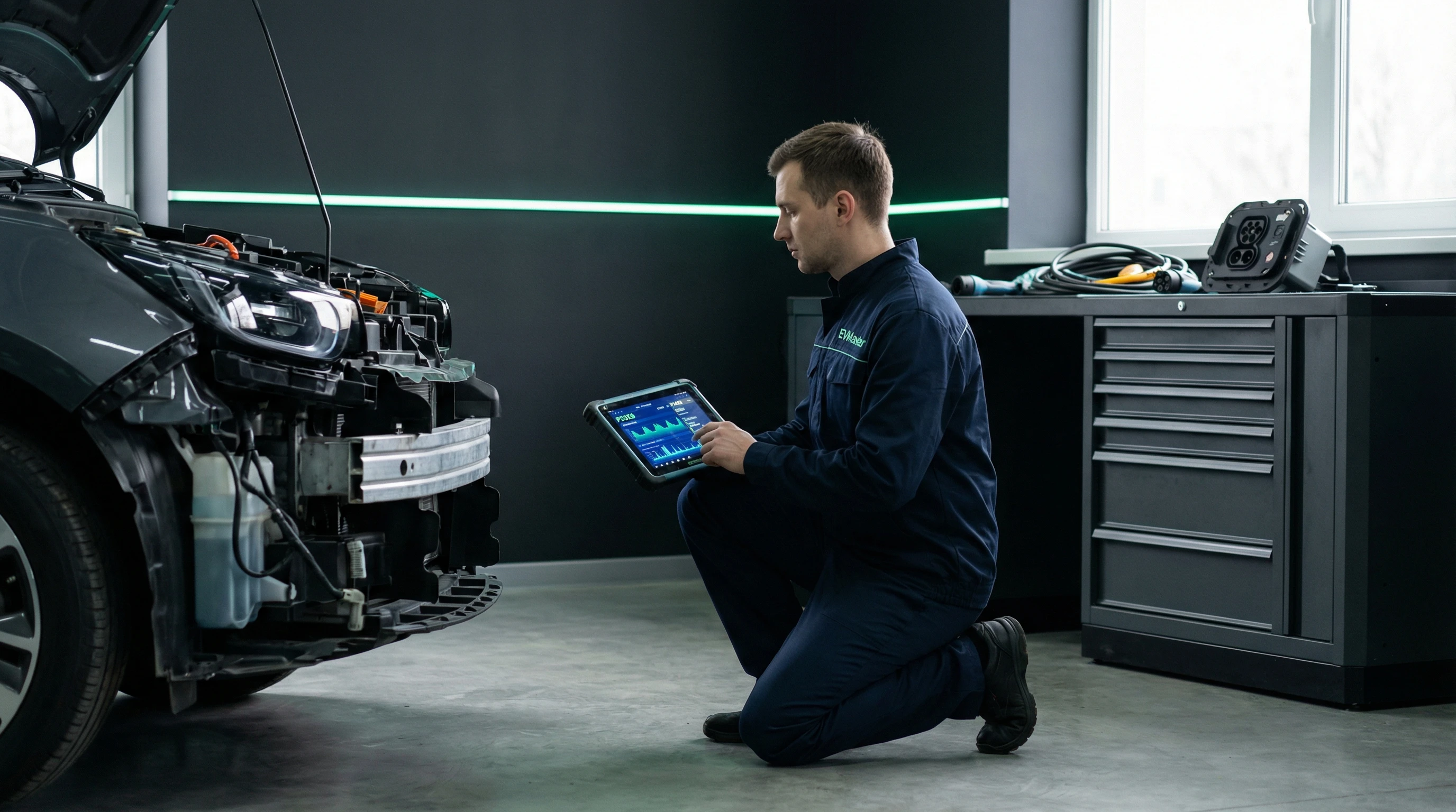 Мастер EVMaster диагностирует и ремонтирует бортовое зарядное устройство электромобиля Voyah Free в Минске