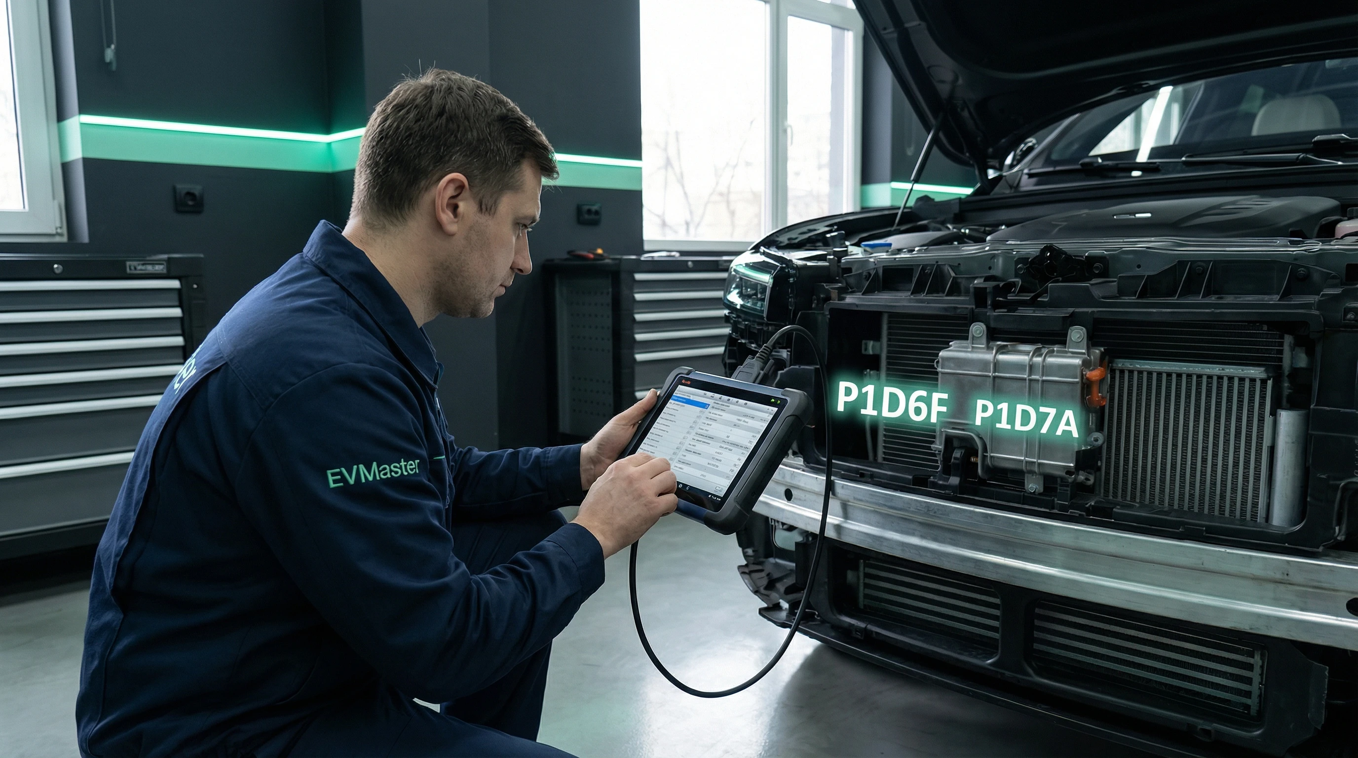 Мастер EVMaster проводит диагностику системы охлаждения электромобиля Li Auto в сервисе Минск