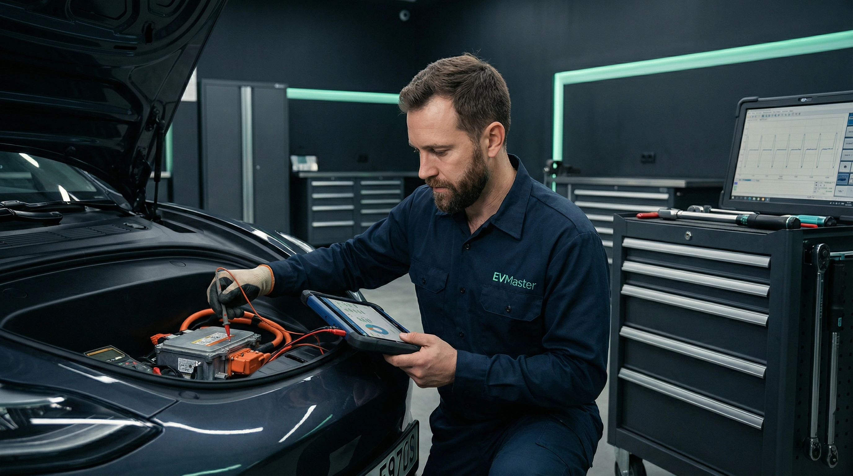 Специалист EVMaster составляет график технического обслуживания для парка электромобилей в Минске