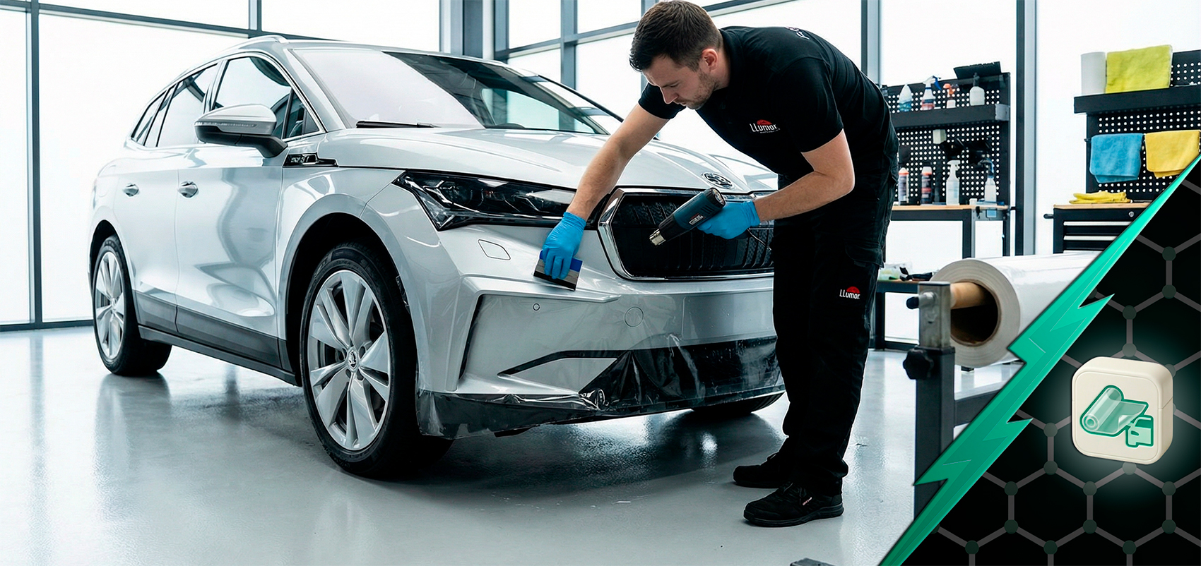 Оклейка антигравийной пленкой Skoda